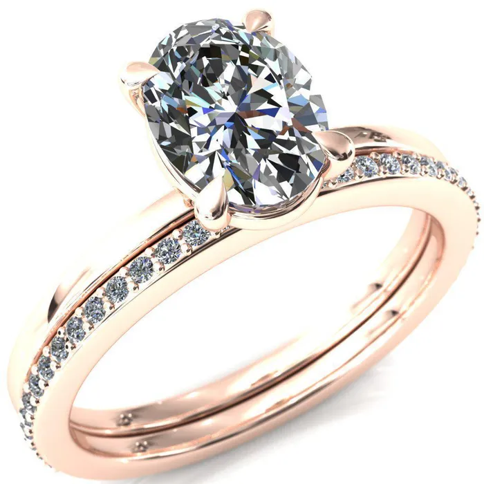 Lyla Oval Lab Grown Diamond Center Stone 4 Claw Prong Single Rail Solitaire Ring Fire Brilliance Rings