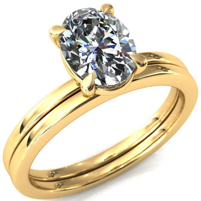 Lyla Oval Lab Grown Diamond Center Stone 4 Claw Prong Single Rail Solitaire Ring Fire Brilliance Rings