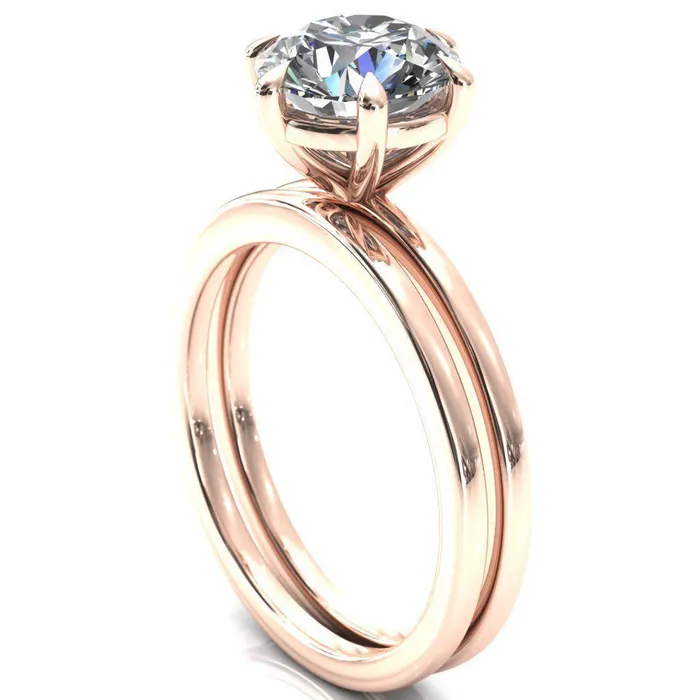 Lyla Round Center Stone 6 Claw Prong Single Rail Solitaire Ring Fire Brilliance Rings
