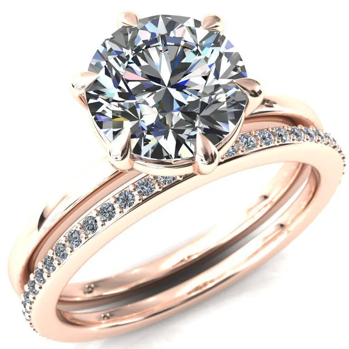 Lyla Round Center Stone 6 Claw Prong Single Rail Solitaire Ring Fire Brilliance Rings