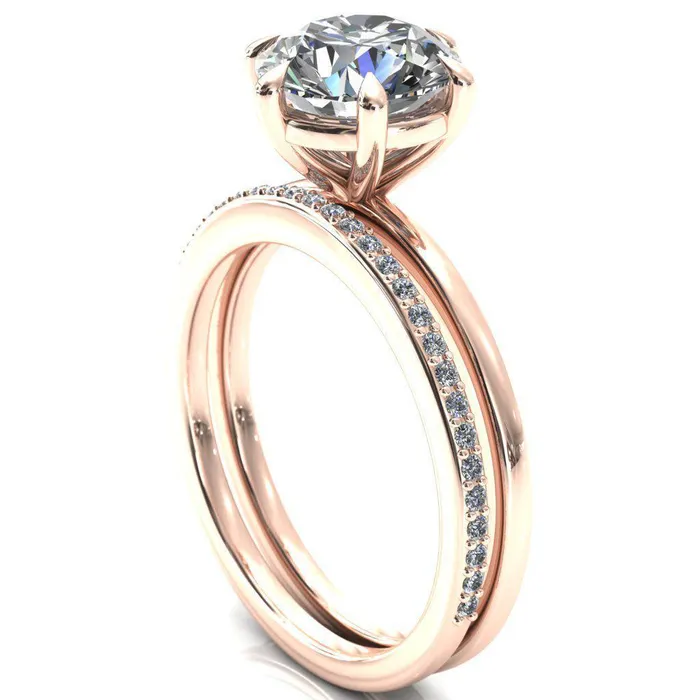 Lyla Round Center Stone 6 Claw Prong Single Rail Solitaire Ring Fire Brilliance Rings