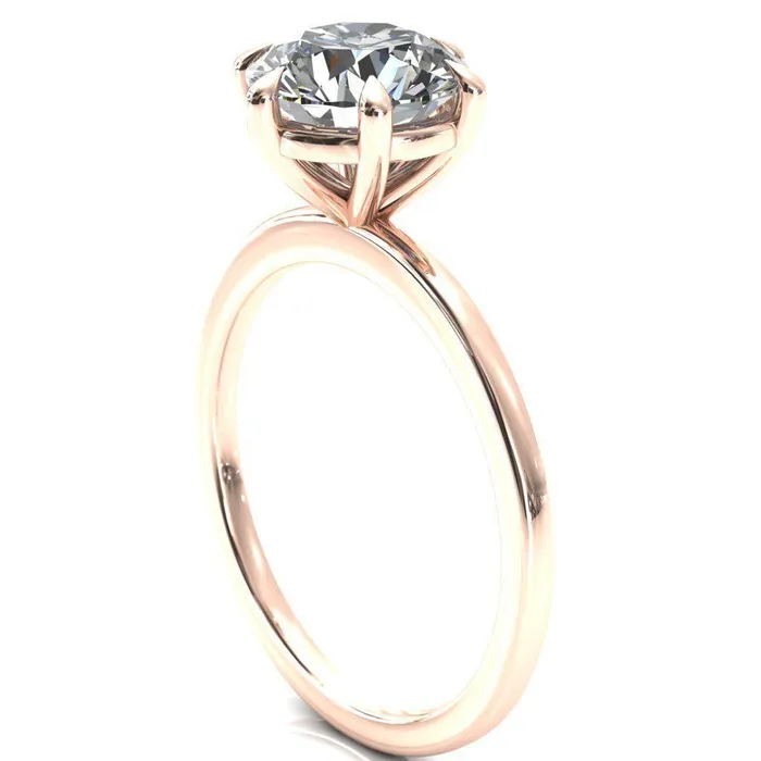 Lyla Round Center Stone 6 Claw Prong Single Rail Solitaire Ring Fire Brilliance Rings