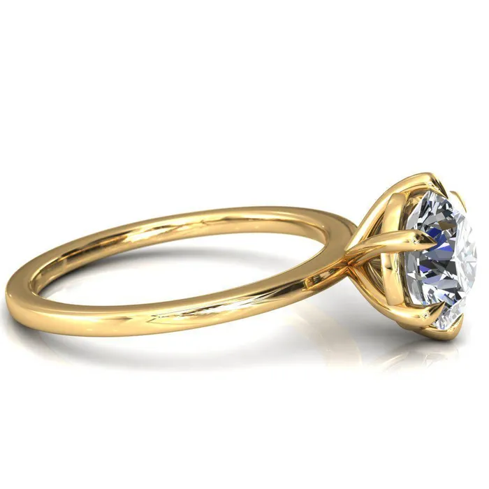 Lyla Round Center Stone 6 Claw Prong Single Rail Solitaire Ring Fire Brilliance Rings