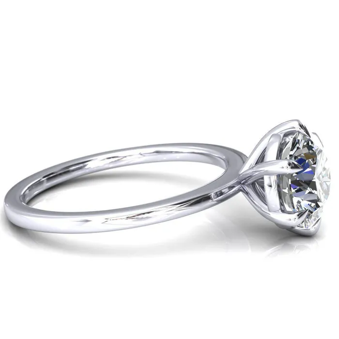 Lyla Round Center Stone 6 Claw Prong Single Rail Solitaire Ring Fire Brilliance Rings