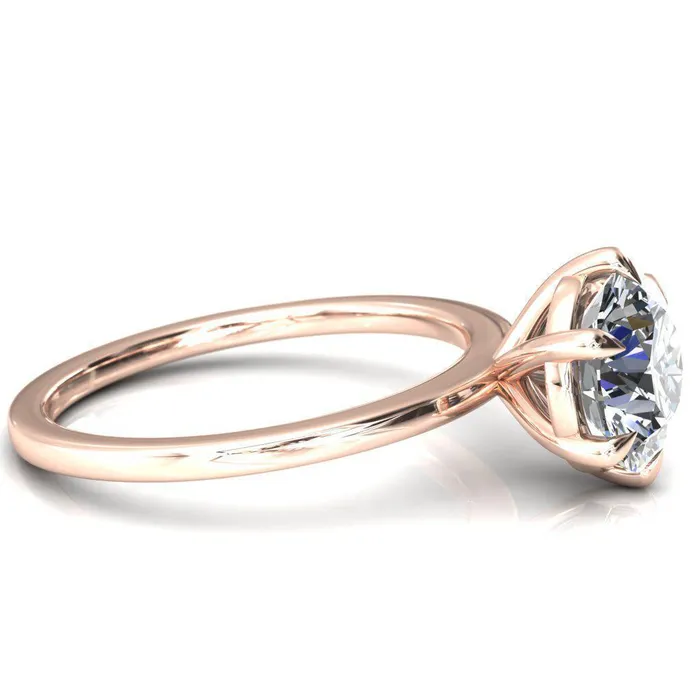 Lyla Round Center Stone 6 Claw Prong Single Rail Solitaire Ring Fire Brilliance Rings