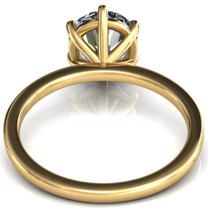 Lyla Round Center Stone 6 Claw Prong Single Rail Solitaire Ring Fire Brilliance Rings