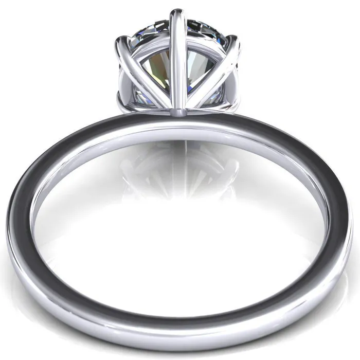 Lyla Round Center Stone 6 Claw Prong Single Rail Solitaire Ring Fire Brilliance Rings