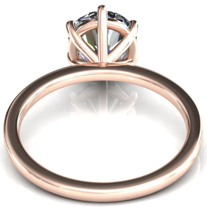 Lyla Round Center Stone 6 Claw Prong Single Rail Solitaire Ring Fire Brilliance Rings