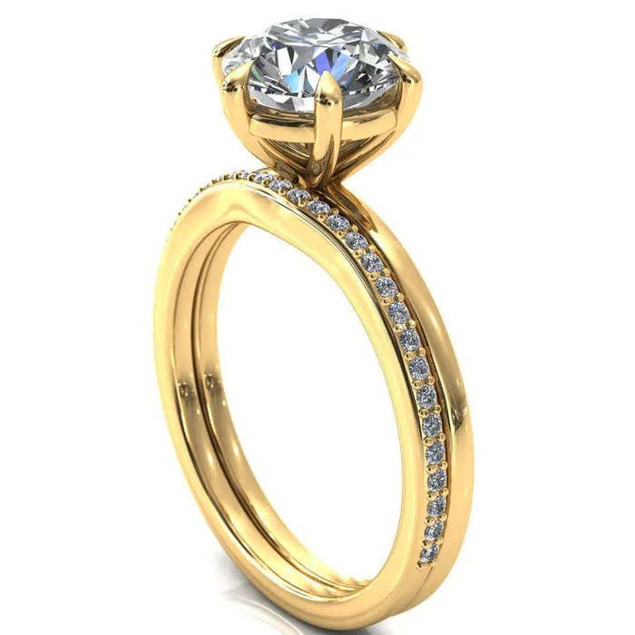 Lyla Round Center Stone 6 Claw Prong Single Rail Solitaire Ring Fire Brilliance Rings