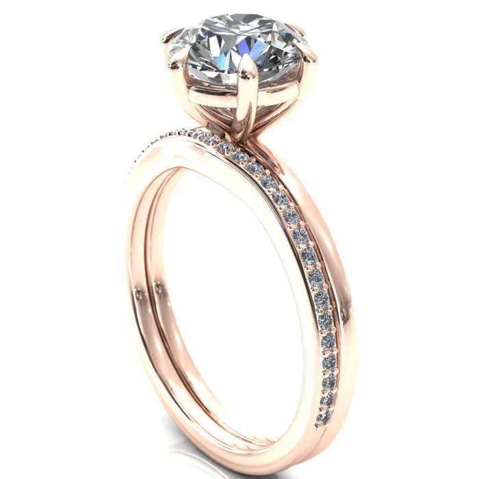 Lyla Round Center Stone 6 Claw Prong Single Rail Solitaire Ring Fire Brilliance Rings