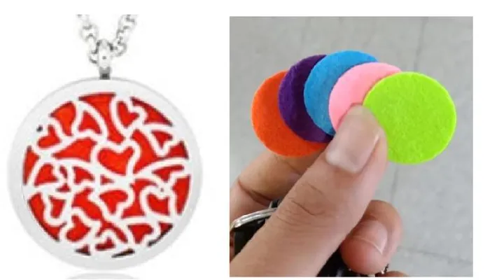 N136 Silver Funky Hearts Essential Oil Necklace with FREE Earrings PLUS 5 Different Color Pads polly Necklaces