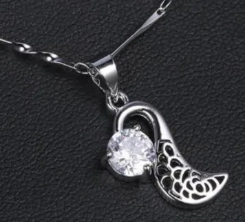 N1617 Silver Dainty Decorated Rhinestone Necklace with FREE Earrings POLLY Necklaces