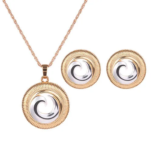 Necklaces 02 N398 Gold Pearl Swirl Necklace with FREE Earrings