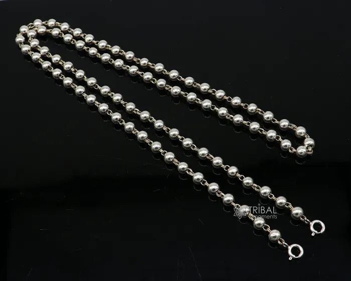 Necklaces 925 sterling silver beaded chain with locking system for necklace of any pendant best beaded necklace string for all type of pendant ch513 TRIBAL ORNAMENTS Necklaces 925 sterling silver beaded chain with locking system for necklace of any pendant best beaded necklace string for all type of pendant ch513 TRIBAL ORNAMENTS