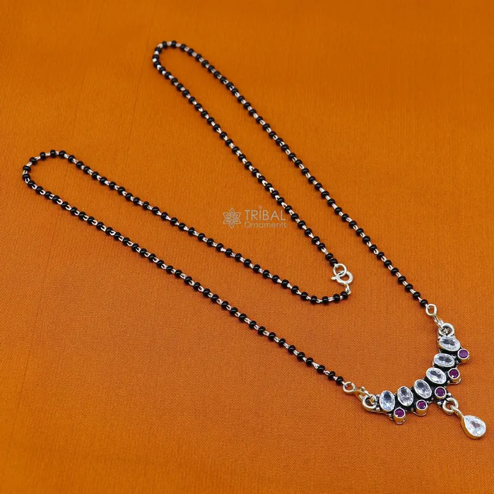 Necklaces 925 sterling silver black beads and cut stone mangal sutra necklace for Every Occasion brides Mangalsutra chunky necklace ms41 TRIBAL ORNAMENTS Necklaces 925 sterling silver black beads and cut stone mangal sutra necklace for Every Occasion brides Mangalsutra chunky necklace ms41 TRIBAL ORNAMENTS