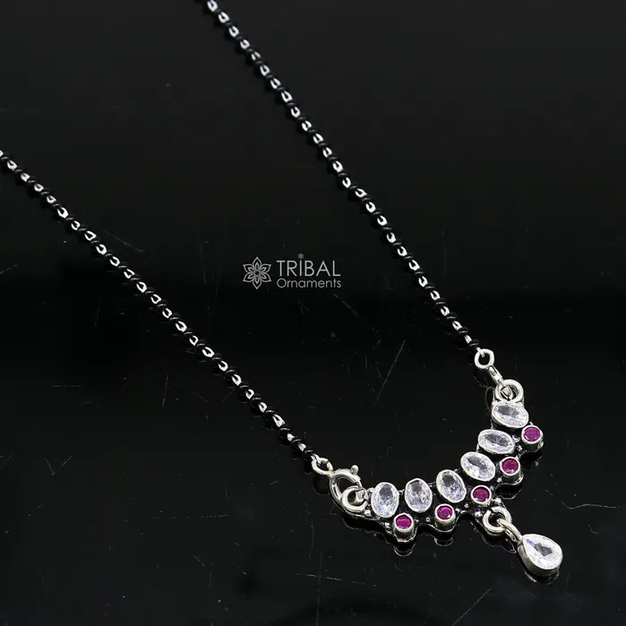 Necklaces 925 sterling silver black beads and cut stone mangal sutra necklace for Every Occasion brides Mangalsutra chunky necklace ms41 TRIBAL ORNAMENTS Necklaces 925 sterling silver black beads and cut stone mangal sutra necklace for Every Occasion brides Mangalsutra chunky necklace ms41 TRIBAL ORNAMENTS
