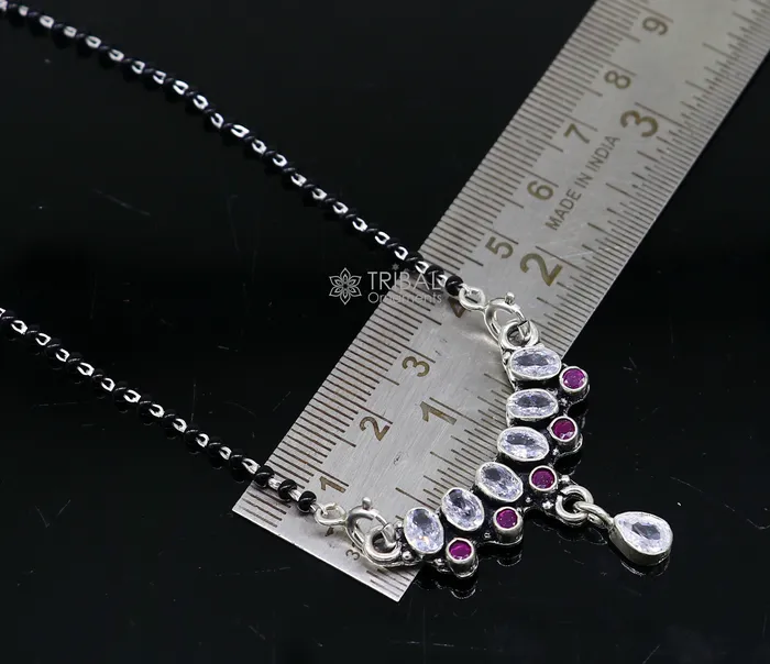 Necklaces 925 sterling silver black beads and cut stone mangal sutra necklace for Every Occasion brides Mangalsutra chunky necklace ms41 TRIBAL ORNAMENTS Necklaces 925 sterling silver black beads and cut stone mangal sutra necklace for Every Occasion brides Mangalsutra chunky necklace ms41 TRIBAL ORNAMENTS