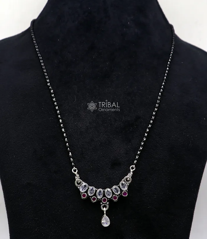 Necklaces 925 sterling silver black beads and cut stone mangal sutra necklace for Every Occasion brides Mangalsutra chunky necklace ms41 TRIBAL ORNAMENTS Necklaces 925 sterling silver black beads and cut stone mangal sutra necklace for Every Occasion brides Mangalsutra chunky necklace ms41 TRIBAL ORNAMENTS