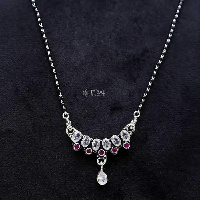 Necklaces 925 sterling silver black beads and cut stone mangal sutra necklace for Every Occasion brides Mangalsutra chunky necklace ms41 TRIBAL ORNAMENTS Necklaces 925 sterling silver black beads and cut stone mangal sutra necklace for Every Occasion brides Mangalsutra chunky necklace ms41 TRIBAL ORNAMENTS