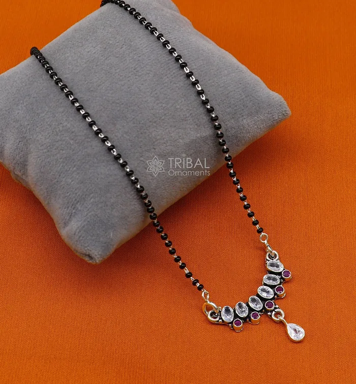 Necklaces 925 sterling silver black beads and cut stone mangal sutra necklace for Every Occasion brides Mangalsutra chunky necklace ms41 TRIBAL ORNAMENTS Necklaces 925 sterling silver black beads and cut stone mangal sutra necklace for Every Occasion brides Mangalsutra chunky necklace ms41 TRIBAL ORNAMENTS