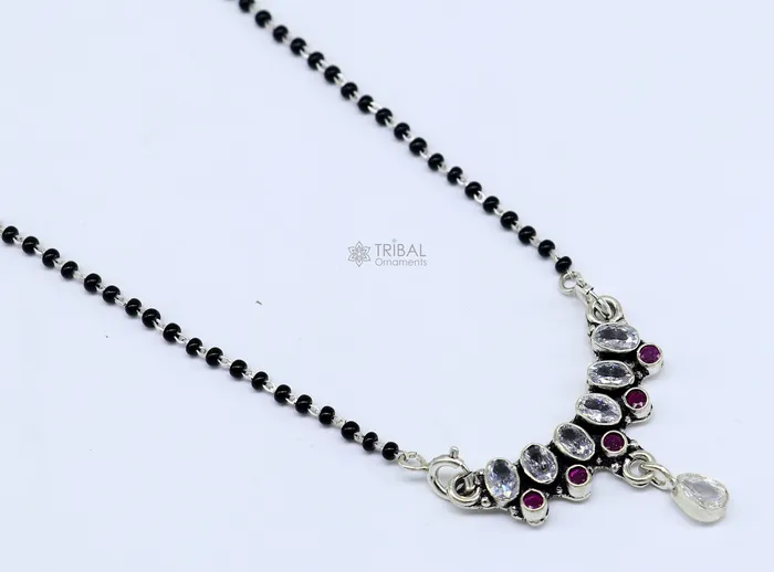 Necklaces 925 sterling silver black beads and cut stone mangal sutra necklace for Every Occasion brides Mangalsutra chunky necklace ms41 TRIBAL ORNAMENTS Necklaces 925 sterling silver black beads and cut stone mangal sutra necklace for Every Occasion brides Mangalsutra chunky necklace ms41 TRIBAL ORNAMENTS