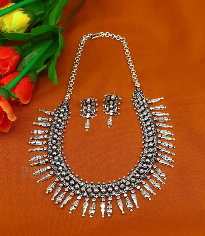 Necklaces 925 sterling silver handcrafted vintage design ethnic necklace excellent wedding gifting tribal brides belly dance jewelry india nec293 TRIBAL ORNAMENTS Necklaces 925 sterling silver handcrafted vintage design ethnic necklace excellent wedding gifting tribal brides belly dance jewelry india nec293 TRIBAL ORNAMENTS