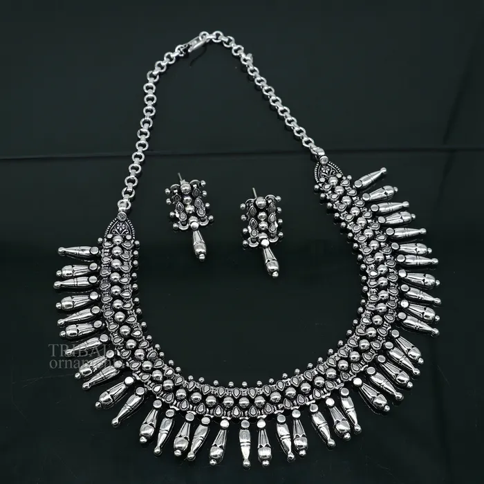 Necklaces 925 sterling silver handcrafted vintage design ethnic necklace excellent wedding gifting tribal brides belly dance jewelry india nec293 TRIBAL ORNAMENTS