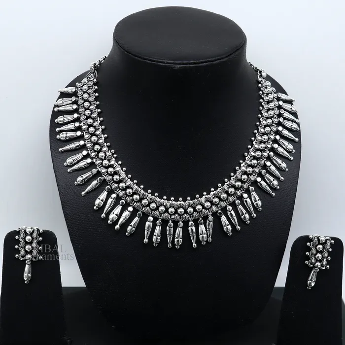 Necklaces 925 sterling silver handcrafted vintage design ethnic necklace excellent wedding gifting tribal brides belly dance jewelry india nec293 TRIBAL ORNAMENTS