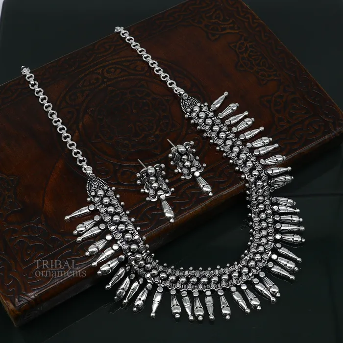 Necklaces 925 sterling silver handcrafted vintage design ethnic necklace excellent wedding gifting tribal brides belly dance jewelry india nec293 TRIBAL ORNAMENTS