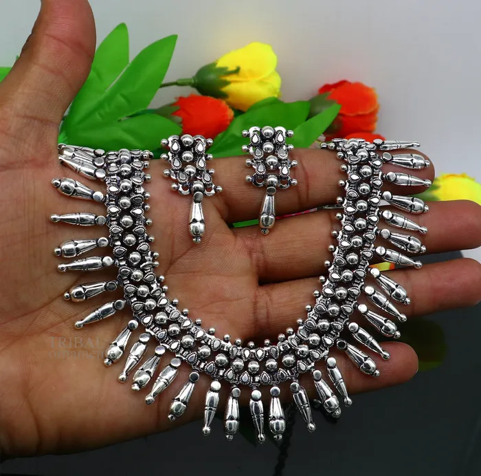 Necklaces 925 sterling silver handcrafted vintage design ethnic necklace excellent wedding gifting tribal brides belly dance jewelry india nec293 TRIBAL ORNAMENTS