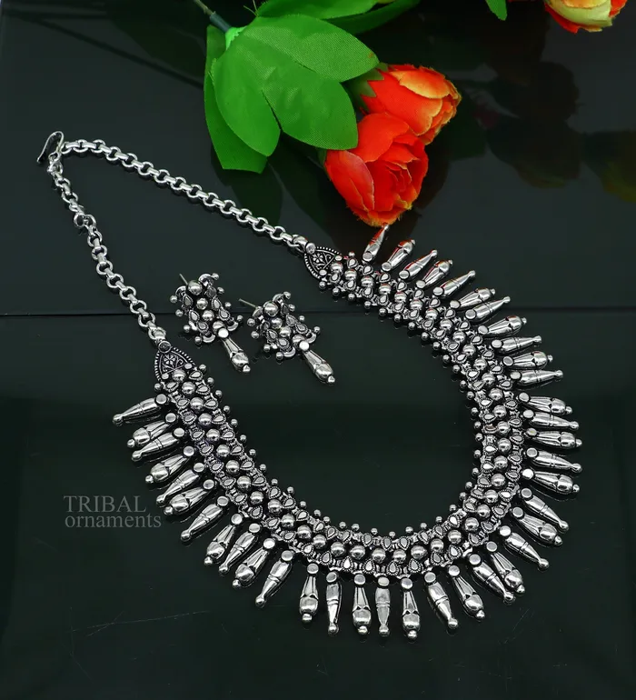 Necklaces 925 sterling silver handcrafted vintage design ethnic necklace excellent wedding gifting tribal brides belly dance jewelry india nec293 TRIBAL ORNAMENTS