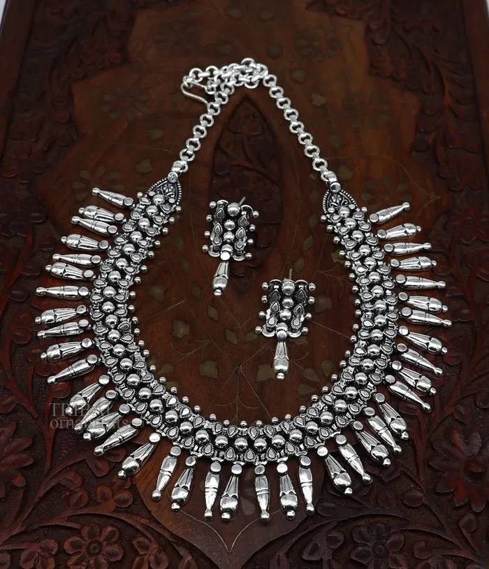 Necklaces 925 sterling silver handcrafted vintage design ethnic necklace excellent wedding gifting tribal brides belly dance jewelry india nec293 TRIBAL ORNAMENTS