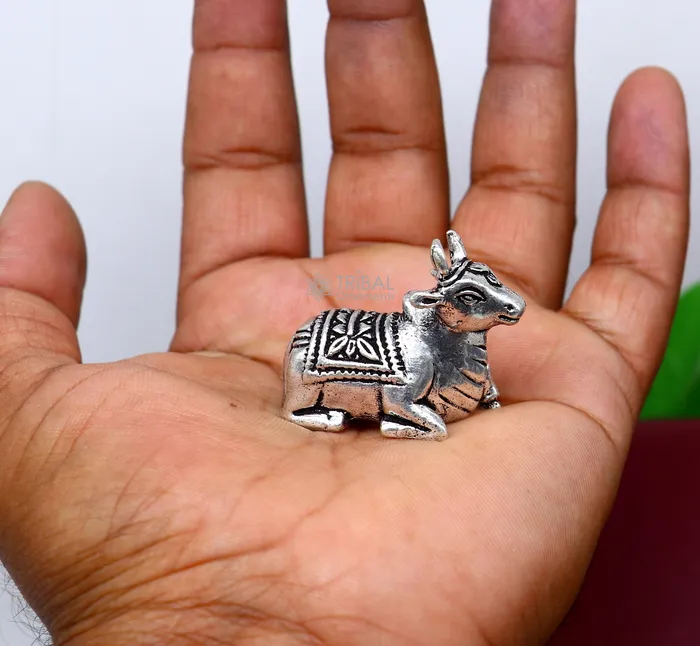 Necklaces 925 Sterling silver Lord Shiva Nandi Maharaj handmade small solid figurine for puja best gift for lord Shiva divine Nandi statue ART610 TRIBAL ORNAMENTS Necklaces 925 Sterling silver Lord Shiva Nandi Maharaj handmade small solid figurine for puja best gift for lord Shiva divine Nandi statue ART610 TRIBAL ORNAMENTS