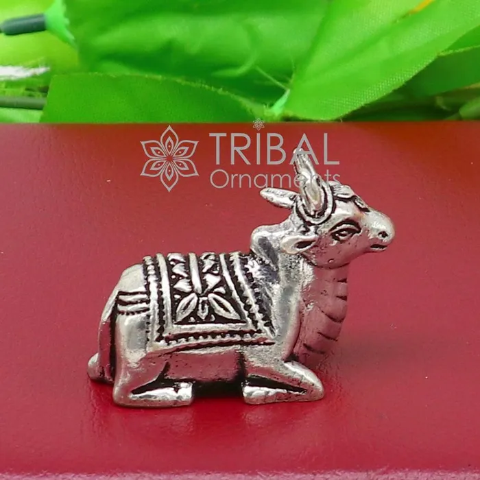Necklaces 925 Sterling silver Lord Shiva Nandi Maharaj handmade small solid figurine for puja best gift for lord Shiva divine Nandi statue ART610 TRIBAL ORNAMENTS Necklaces 925 Sterling silver Lord Shiva Nandi Maharaj handmade small solid figurine for puja best gift for lord Shiva divine Nandi statue ART610 TRIBAL ORNAMENTS