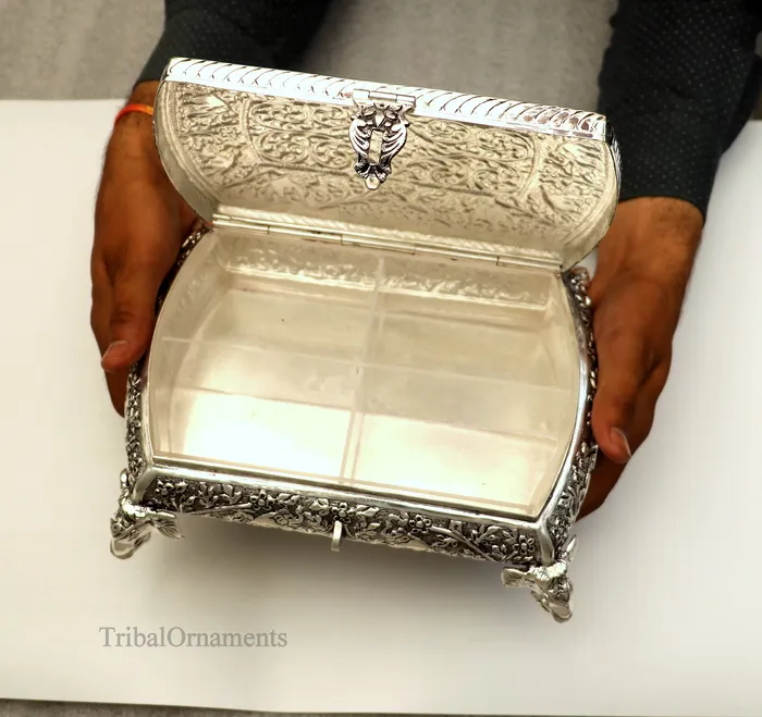 Necklaces 925 sterling silver Vintage nakshi work design handmade dry fruit box candy box jewelry box best brides gift corporation gift box06 TRIBAL ORNAMENTS