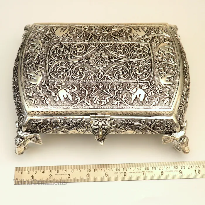 Necklaces 925 sterling silver Vintage nakshi work design handmade dry fruit box candy box jewelry box best brides gift corporation gift box06 TRIBAL ORNAMENTS