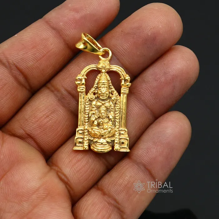 Necklaces 925 sterling silver vintage stylish idol Tirupati Balaji and Laxmi Pendant Narayanan gold polished pendant gifting jewelry nsp616 TRIBAL ORNAMENTS Necklaces 925 sterling silver vintage stylish idol Tirupati Balaji and Laxmi Pendant Narayanan gold polished pendant gifting jewelry nsp616 TRIBAL ORNAMENTS