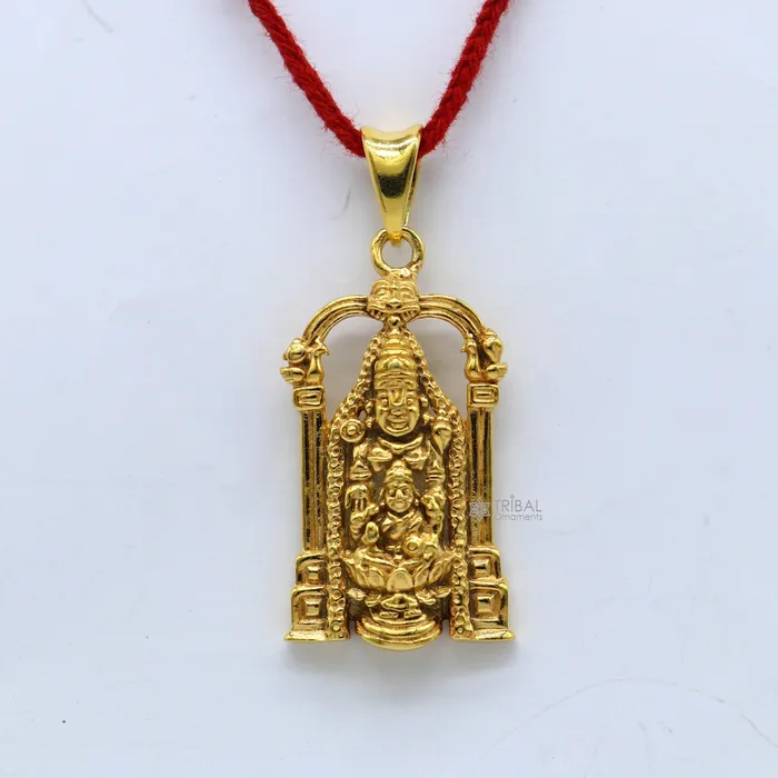 Necklaces 925 sterling silver vintage stylish idol Tirupati Balaji and Laxmi Pendant Narayanan gold polished pendant gifting jewelry nsp616 TRIBAL ORNAMENTS Necklaces 925 sterling silver vintage stylish idol Tirupati Balaji and Laxmi Pendant Narayanan gold polished pendant gifting jewelry nsp616 TRIBAL ORNAMENTS