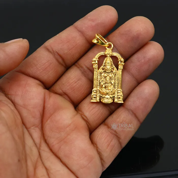 Necklaces 925 sterling silver vintage stylish idol Tirupati Balaji and Laxmi Pendant Narayanan gold polished pendant gifting jewelry nsp616 TRIBAL ORNAMENTS Necklaces 925 sterling silver vintage stylish idol Tirupati Balaji and Laxmi Pendant Narayanan gold polished pendant gifting jewelry nsp616 TRIBAL ORNAMENTS