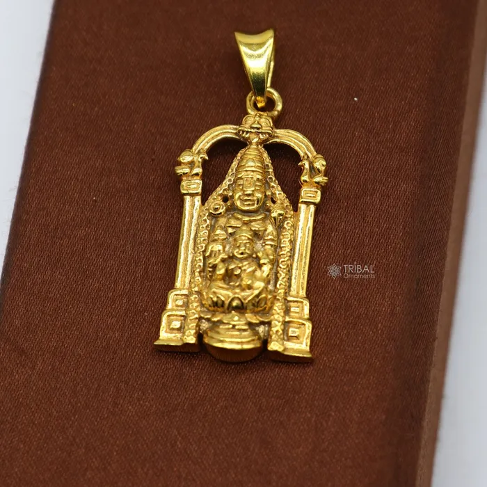 Necklaces 925 sterling silver vintage stylish idol Tirupati Balaji and Laxmi Pendant Narayanan gold polished pendant gifting jewelry nsp616 TRIBAL ORNAMENTS Necklaces 925 sterling silver vintage stylish idol Tirupati Balaji and Laxmi Pendant Narayanan gold polished pendant gifting jewelry nsp616 TRIBAL ORNAMENTS