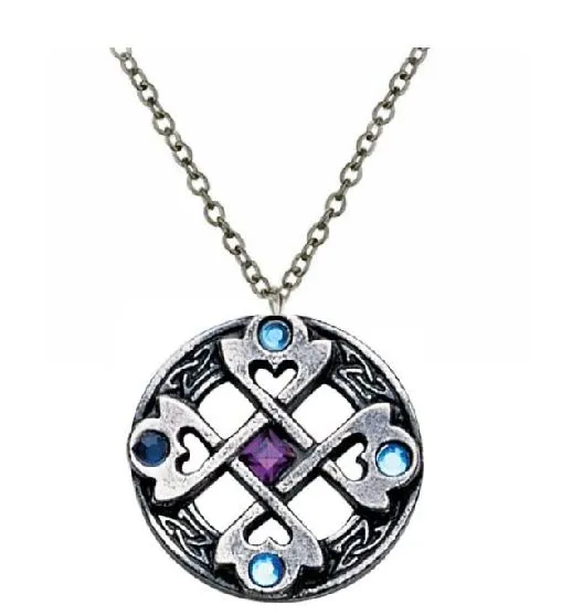 Necklaces alice N943 Gun Metal Celtic Cross Heart Necklace with FREE EARRINGS