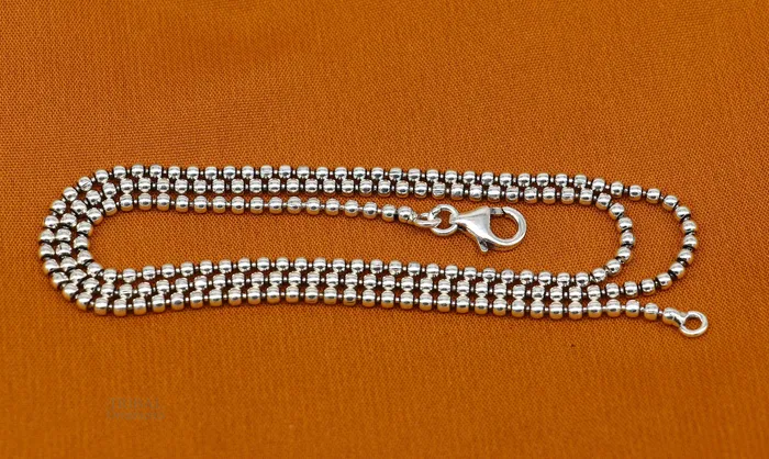 Necklaces All size 925 sterling silver handmade customized fancy stylish silver beaded chain necklace baht chain best gifting jewelry from India ch150 TRIBAL ORNAMENTS Necklaces All size 925 sterling silver handmade customized fancy stylish silver beaded chain necklace baht chain best gifting jewelry from India ch150 TRIBAL ORNAMENTS