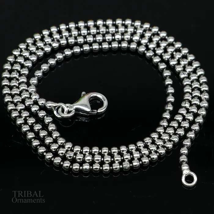 Necklaces All size 925 sterling silver handmade customized fancy stylish silver beaded chain necklace baht chain best gifting jewelry from India ch150 TRIBAL ORNAMENTS