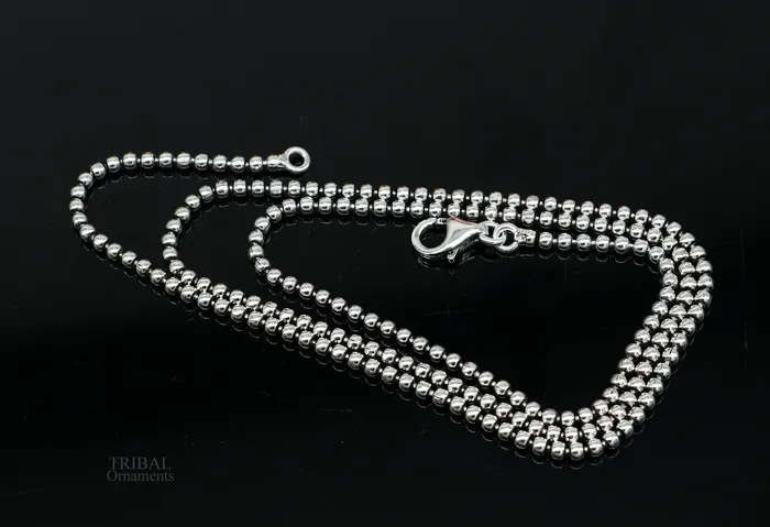 Necklaces All size 925 sterling silver handmade customized fancy stylish silver beaded chain necklace baht chain best gifting jewelry from India ch150 TRIBAL ORNAMENTS