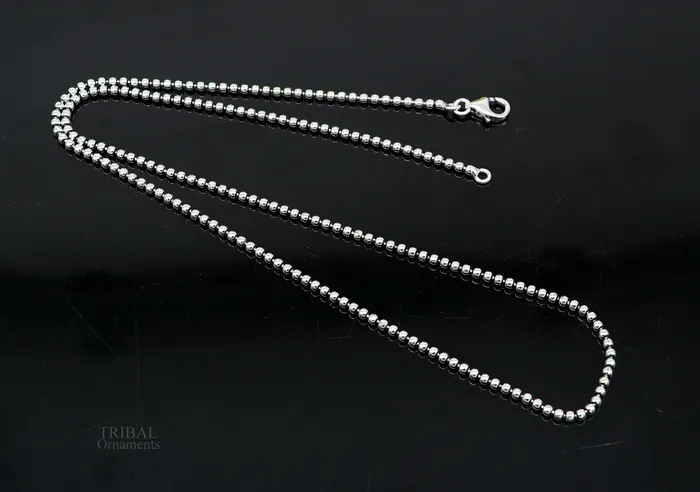 Necklaces All size 925 sterling silver handmade customized fancy stylish silver beaded chain necklace baht chain best gifting jewelry from India ch150 TRIBAL ORNAMENTS