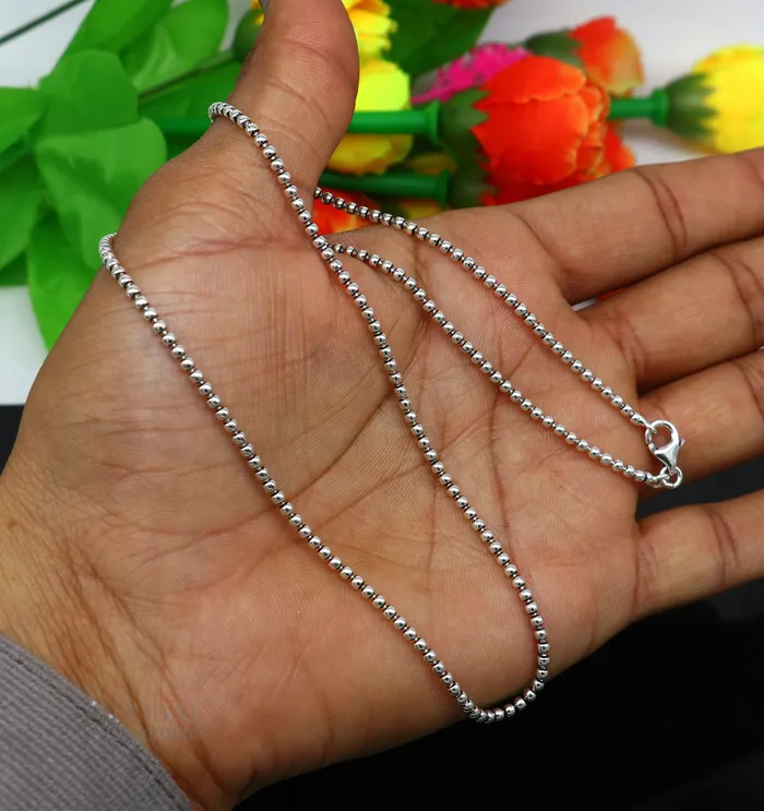 Necklaces All size 925 sterling silver handmade customized fancy stylish silver beaded chain necklace baht chain best gifting jewelry from India ch150 TRIBAL ORNAMENTS