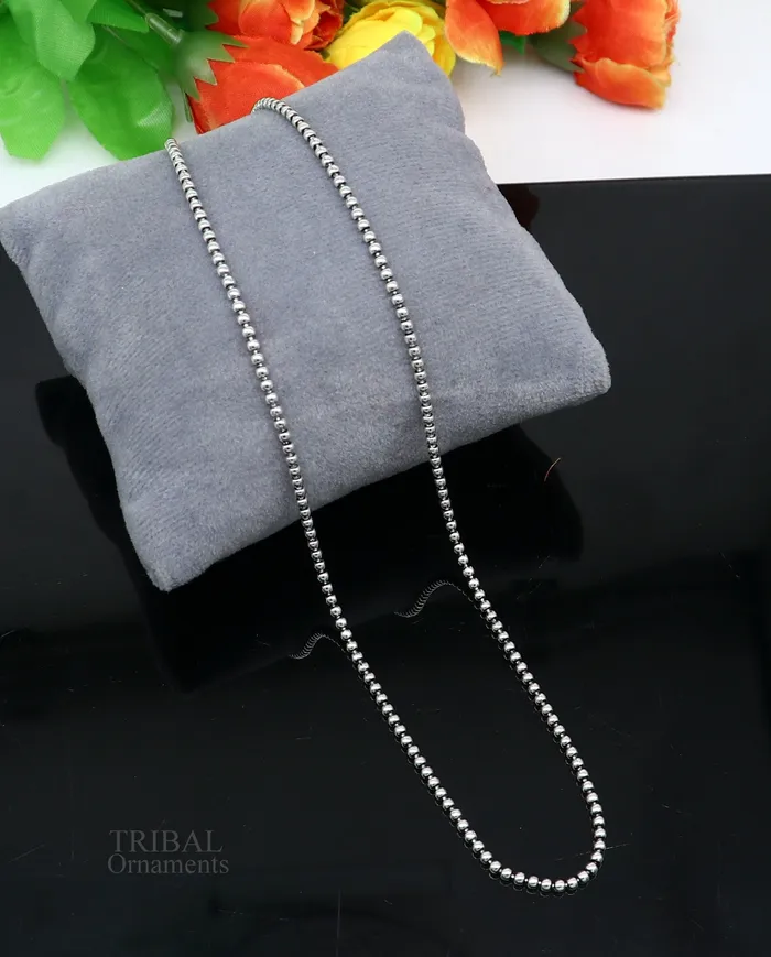 Necklaces All size 925 sterling silver handmade customized fancy stylish silver beaded chain necklace baht chain best gifting jewelry from India ch150 TRIBAL ORNAMENTS