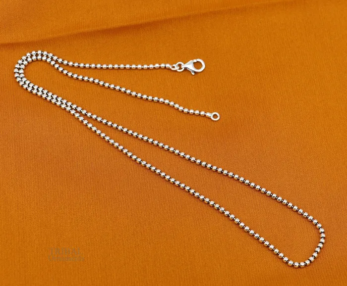 Necklaces All size 925 sterling silver handmade customized fancy stylish silver beaded chain necklace baht chain best gifting jewelry from India ch150 TRIBAL ORNAMENTS