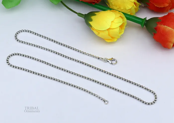 Necklaces All size 925 sterling silver handmade customized fancy stylish silver beaded chain necklace baht chain best gifting jewelry from India ch150 TRIBAL ORNAMENTS