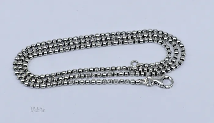 Necklaces All size 925 sterling silver handmade customized fancy stylish silver beaded chain necklace baht chain best gifting jewelry from India ch150 TRIBAL ORNAMENTS